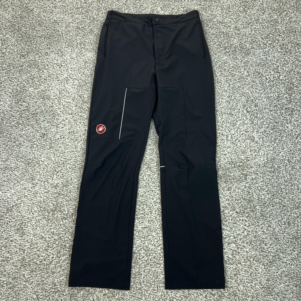 Castelli Pants Mens Large Black Cycling Reflective Pockets‎ Shell Outdoor Biking
